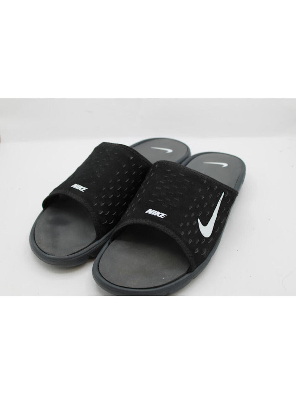Nike Black Grey Slide Sandals with White Swoosh Logo Men's Size 9